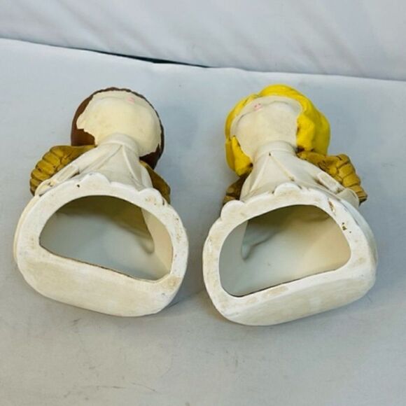 Vintage Kissing Angels Girl & Boy Ceramic Decor Christmas 7.5 inches tall 1979 E - Picture 7 of 7